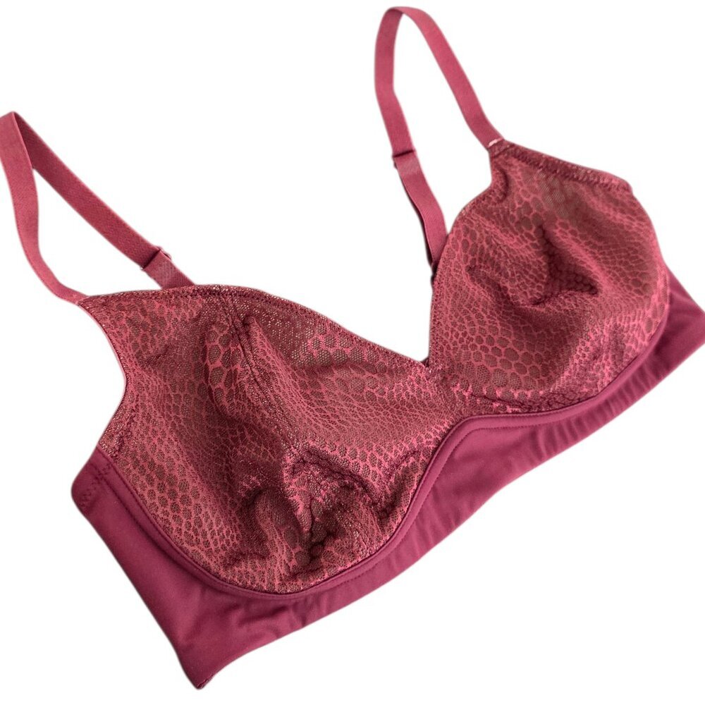 knix Burgundy Lace Wireless Bra - Picture 2 of 7